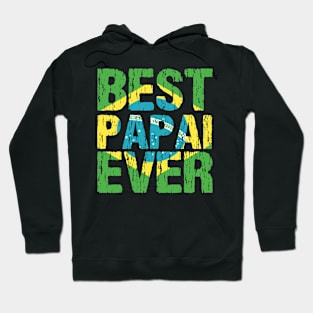 Best Papai Ever Brazilian Dad Father Brasil Flag Distressed Hoodie